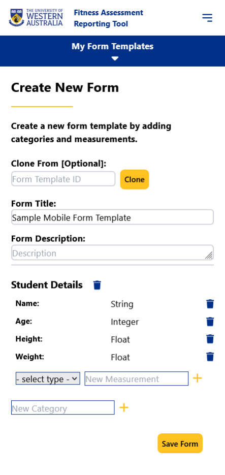 Create Form Template Mobile