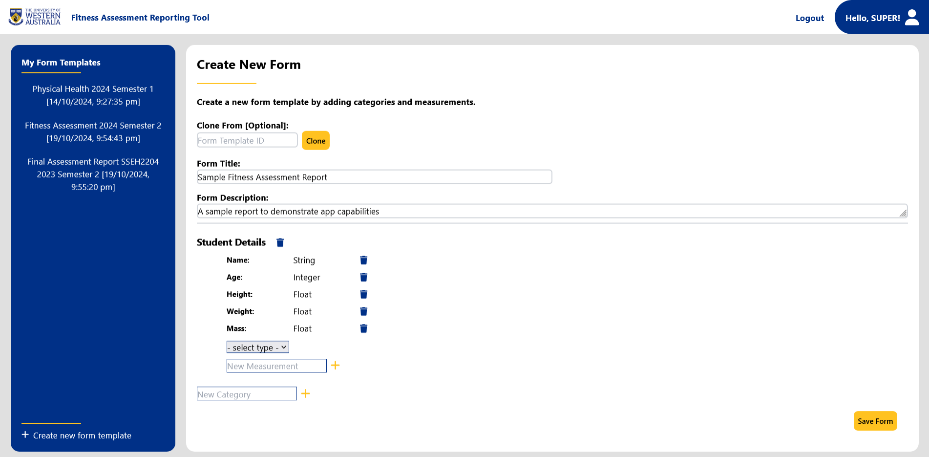 Create Form Template